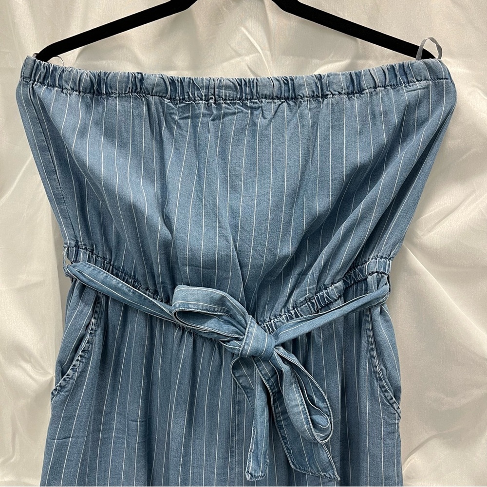 Blue Stripes Strapless Jumpsuit - Picture 3 of 5